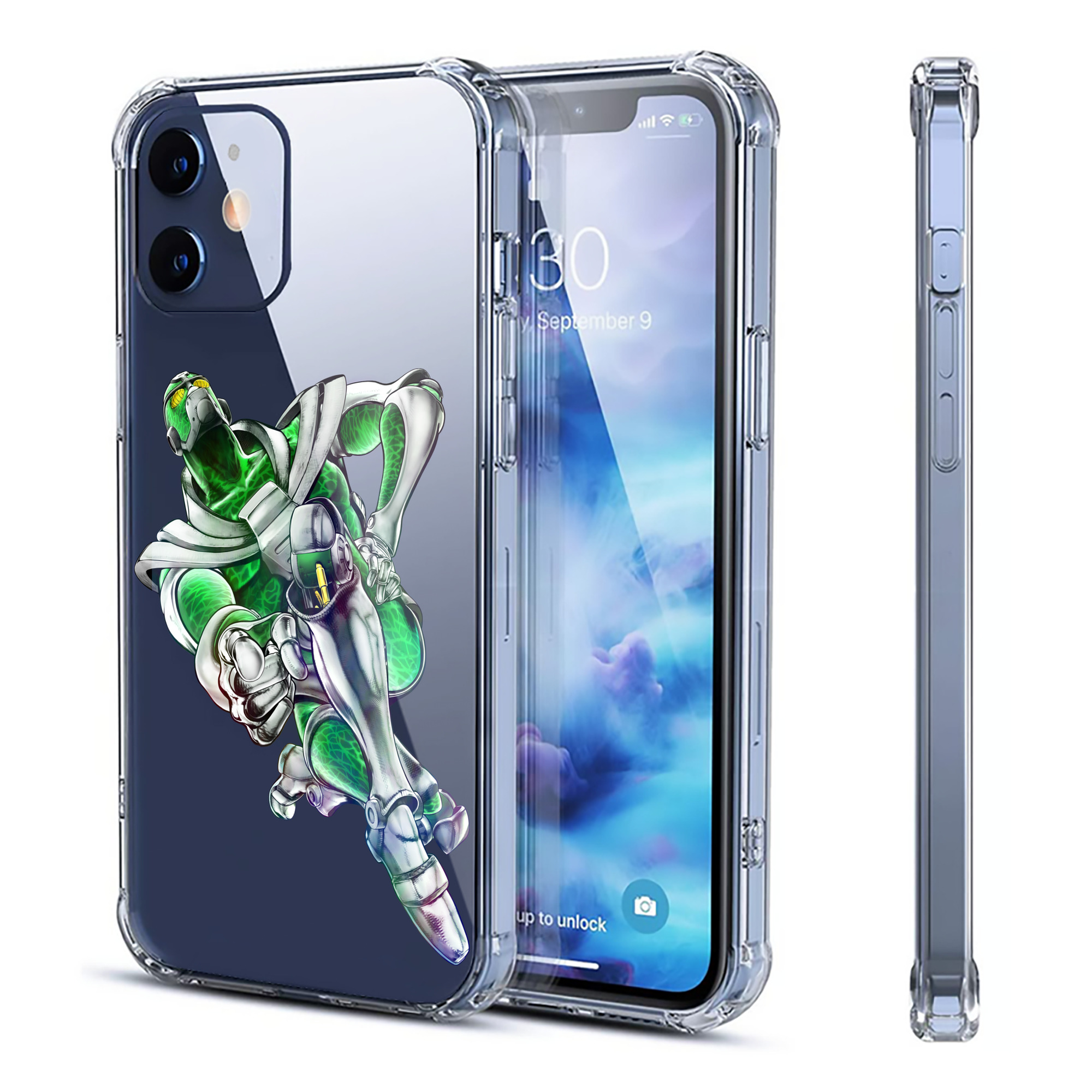 （画像用） ジョジョの奇妙な冒険 花京院 典明（かきょういん のりあき） JoJo's Bizarre Adventure Kakyoin Noriaki 【iPhone 12シリーズ対応】透明スマホケース（クリアソフトケース）